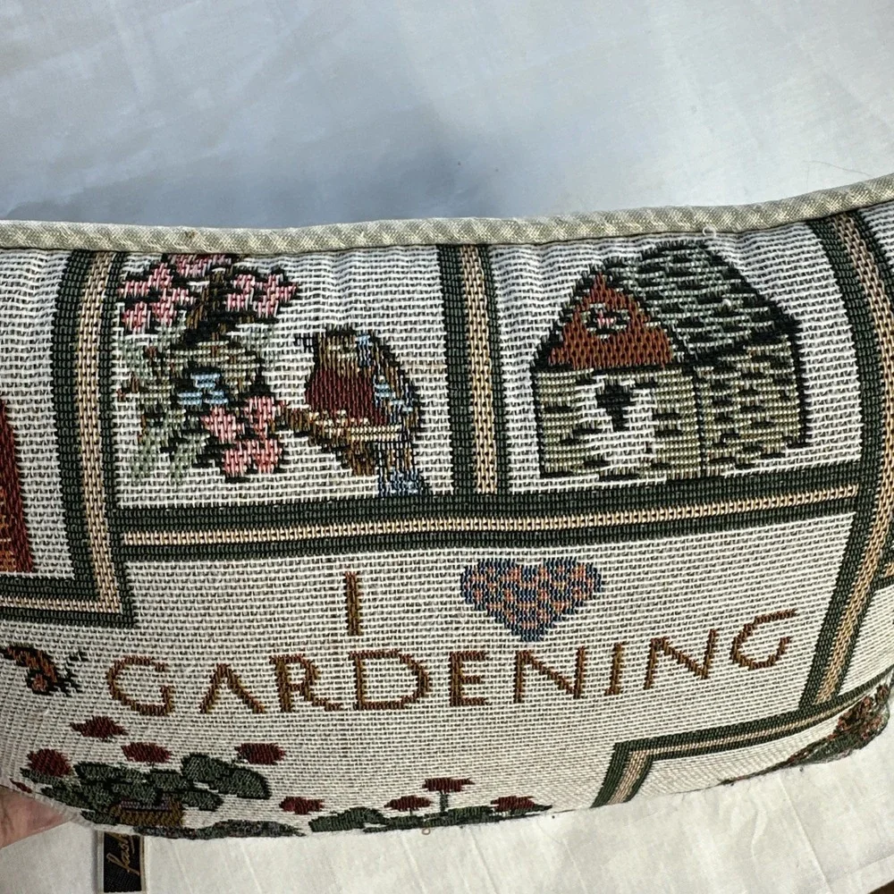 I Love Gardening Tapestry Pillow VTG Country Farmhouse Rustic Charm 12 X 9 Nana‎